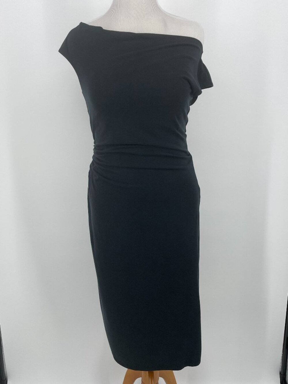 A New Day Black One-Shoulder Asymmetric Slit Dress Size M